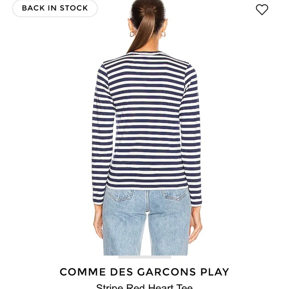 COMME DES GARCONS PLAY Stripe Red Heart Tee - Picture 2 of 7